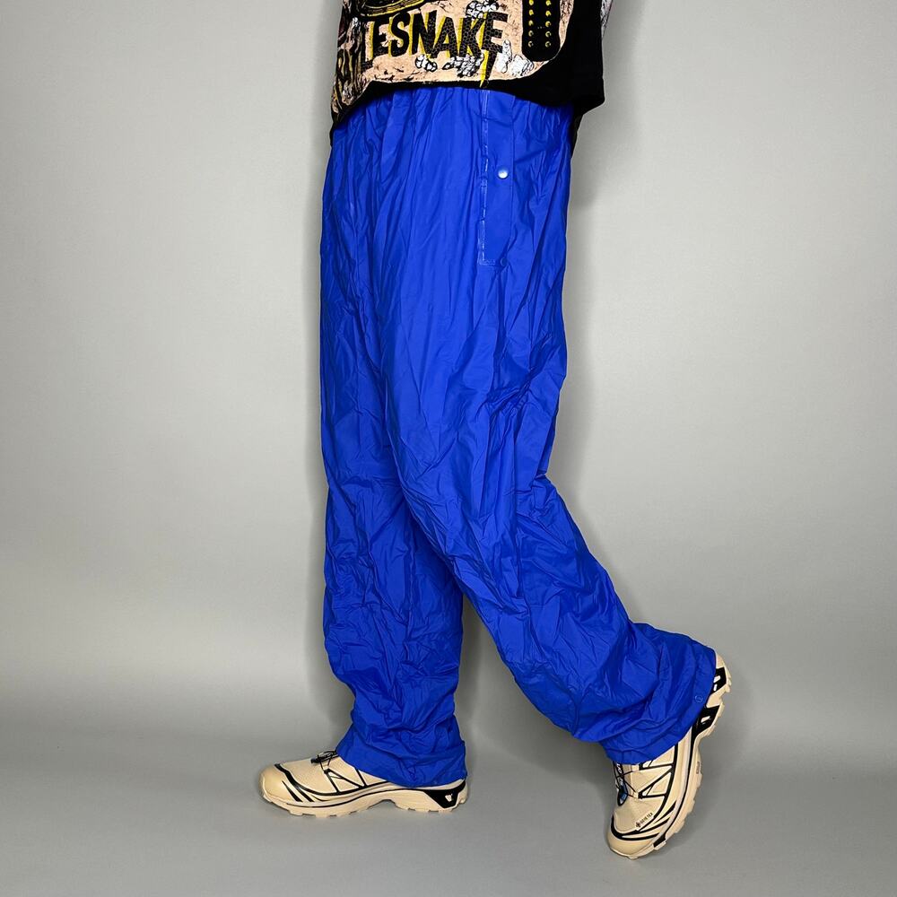 Vintage 90s Columbia Rain Track Pants Mens L Baggy Wide Leg Blue Sweatpants